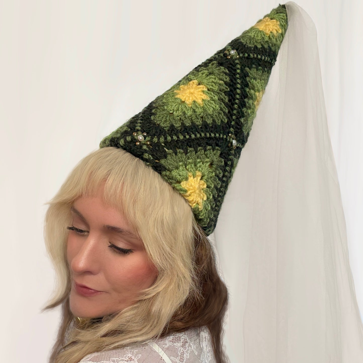 COMMISSION - Crochet "Granny Square" Hennin Hat