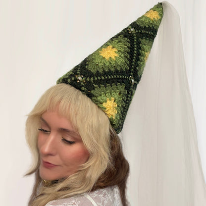 Crochet "Granny Square" Hennin Hat